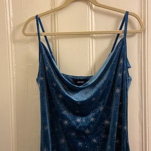 NWT Cider Curve blue velvet dress w adjustable straps sz 1XL